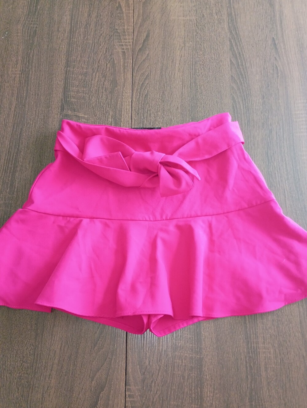 Zara Womens Medium Hot Pink Tie Waist Ruffle Skort High Rise Shorts